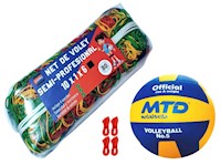 DÚO VÓLEY RED SEMIPROFESIONAL #80 MÁS UNA PELOTA MTD #5 + 4 CUERDAS